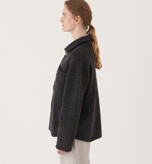GALERIE VIE「ファインウール シャツカラー オーバーカーディガン」|カーディガン|