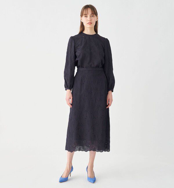 Ballsey「ボイルフラワーエンブロイダリー セミフレアスカート」|フレア|