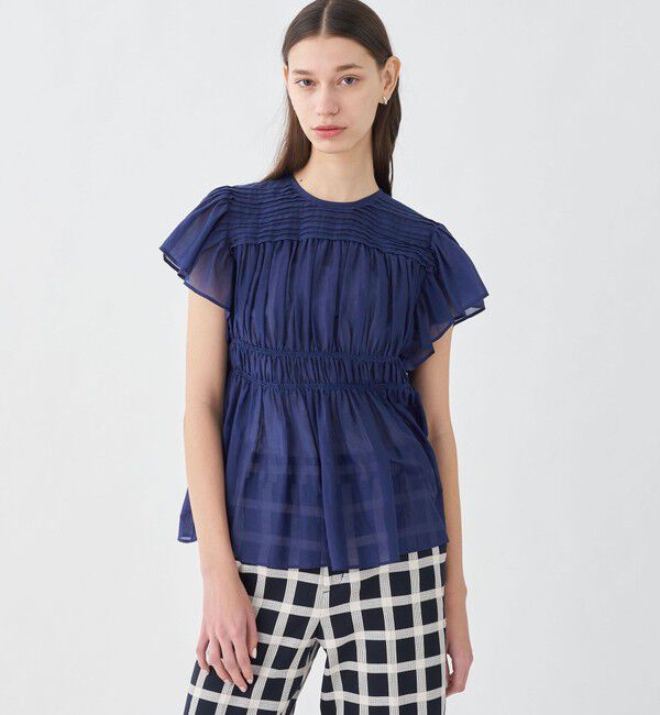 TOMORROWLAND collection「コットンシルク シャーリングラッフルスリーブブラウス」|シャツ・ブラウス|