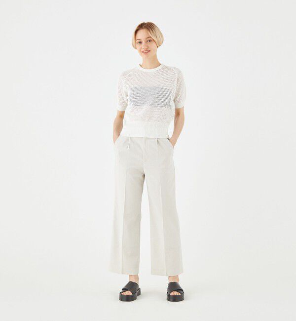 MACPHEE「ナチュラルスラブストレッチ セミフレアパンツ」|スラックス|