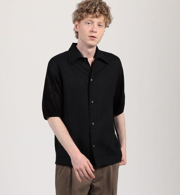 TOMORROWLAND MENS「リネンニットコンビ ハーフスリーブシャツ」|ニット・セーター|