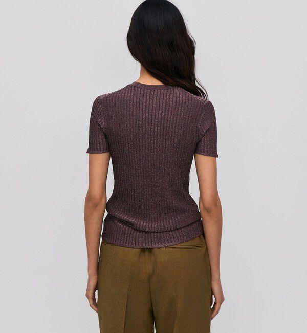 BACCA「レーヨンラメ リブハーフスリーブニット」|ニット・セーター|