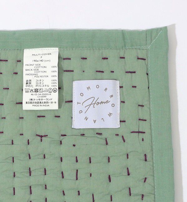 TOMORROWLAND HOME「ブロックプリントキルト マルチカバー L」|ブランケット|