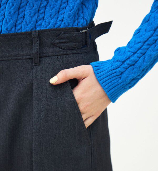 MACPHEE「ポリエステルウールドスキン アシンメトリーパンツ」|スラックス|