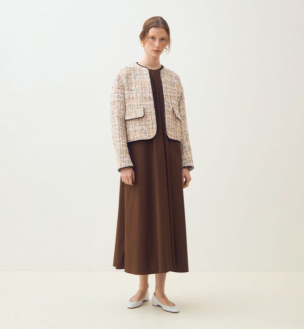 TOMORROWLAND collection「ホロウファンシーツイード ノーカラートリミングジャケット」|ノーカラージャケット|