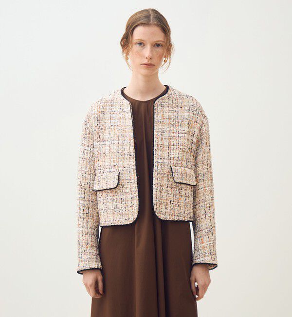 TOMORROWLAND collection「ホロウファンシーツイード ノーカラートリミングジャケット」|ノーカラージャケット|