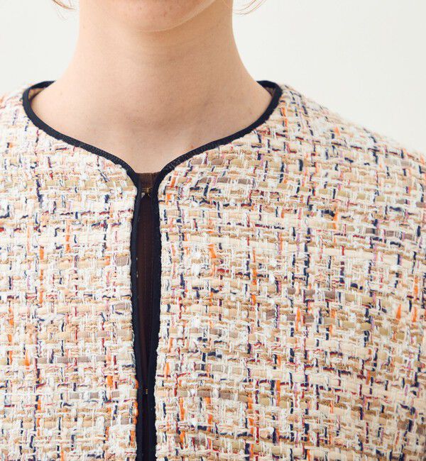 TOMORROWLAND collection「ホロウファンシーツイード ノーカラートリミングジャケット」|ノーカラージャケット|