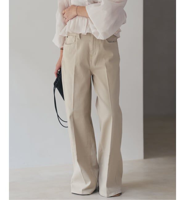 Plage「《予約》Healthy denim / ヘルシーデニム 別注 WIDE デニムパンツ(ベージュ)」|デニム|ベージュ A