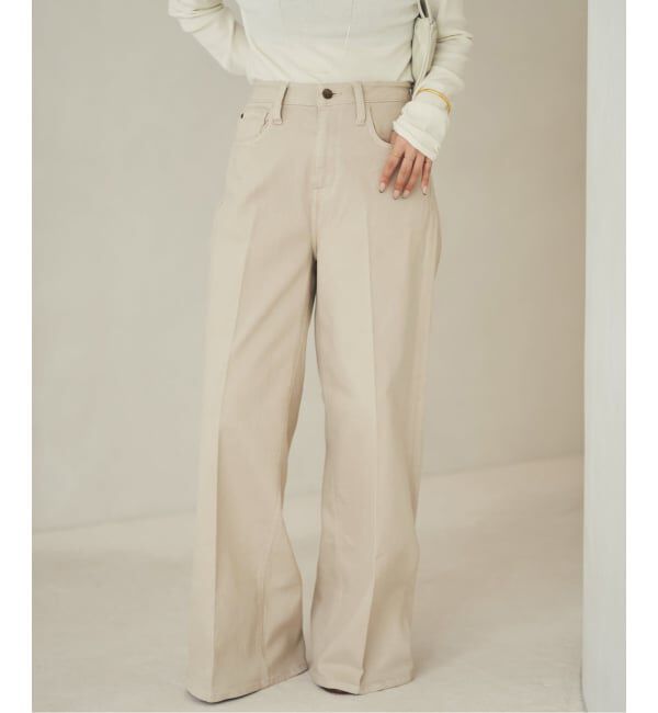 Plage「《予約》Healthy denim / ヘルシーデニム 別注 WIDE デニムパンツ(ベージュ)」|デニム|