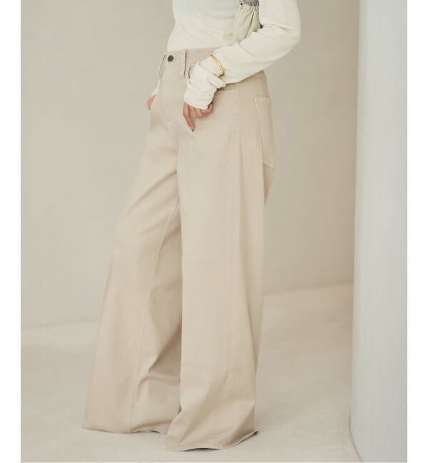 Plage「《予約》Healthy denim / ヘルシーデニム 別注 WIDE デニムパンツ(ベージュ)」|デニム|