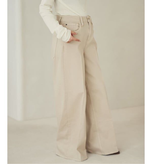 Plage「《予約》Healthy denim / ヘルシーデニム 別注 WIDE デニムパンツ(ベージュ)」|デニム|