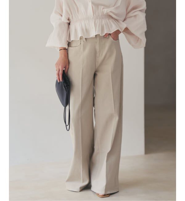 Plage「《予約》Healthy denim / ヘルシーデニム 別注 WIDE デニムパンツ(ベージュ)」|デニム|