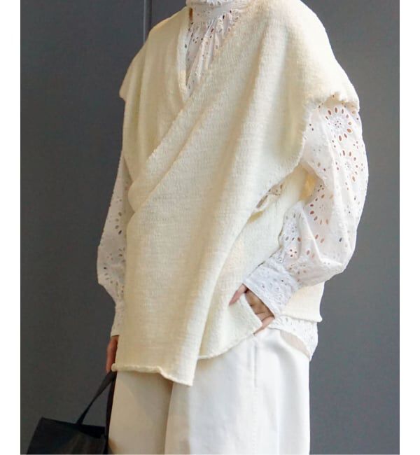 journal standard luxe「MIXヤーンフロントクロスベスト」|ベスト・ジレ|ホワイト B