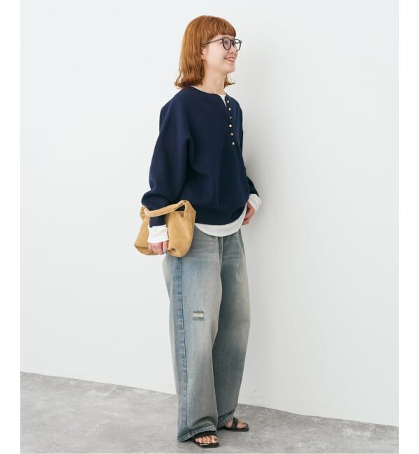 Spick and Span「《新色有り / 追加予約》メタルボタンヘンリーネックニット」|ニット・セーター|