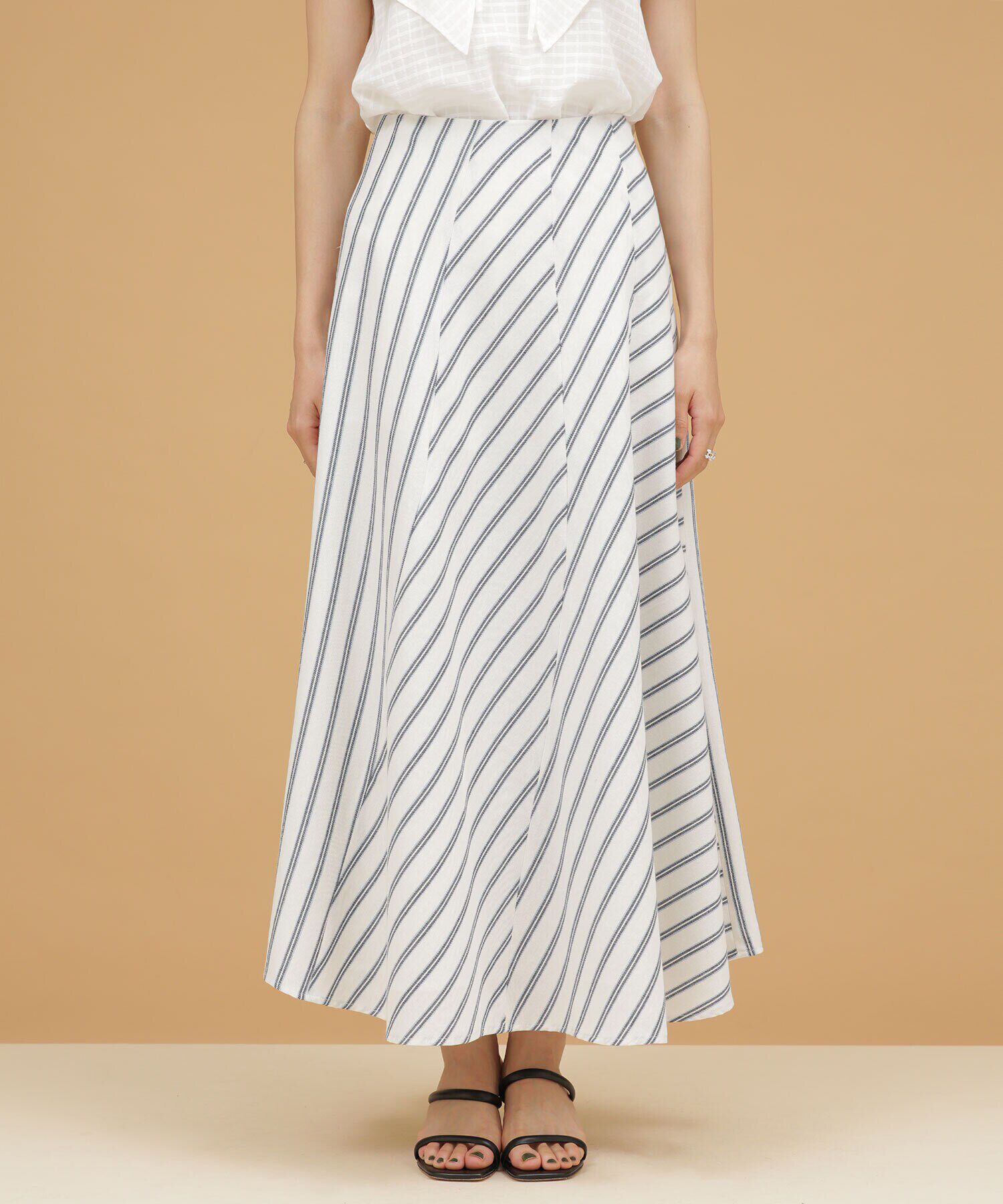 nano･universe「LB.03/ストライプエスカルゴ切り替えフレアスカート」|スカート|