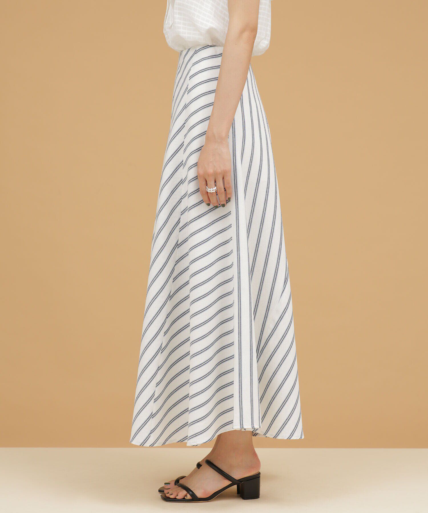 nano･universe「LB.03/ストライプエスカルゴ切り替えフレアスカート」|スカート|