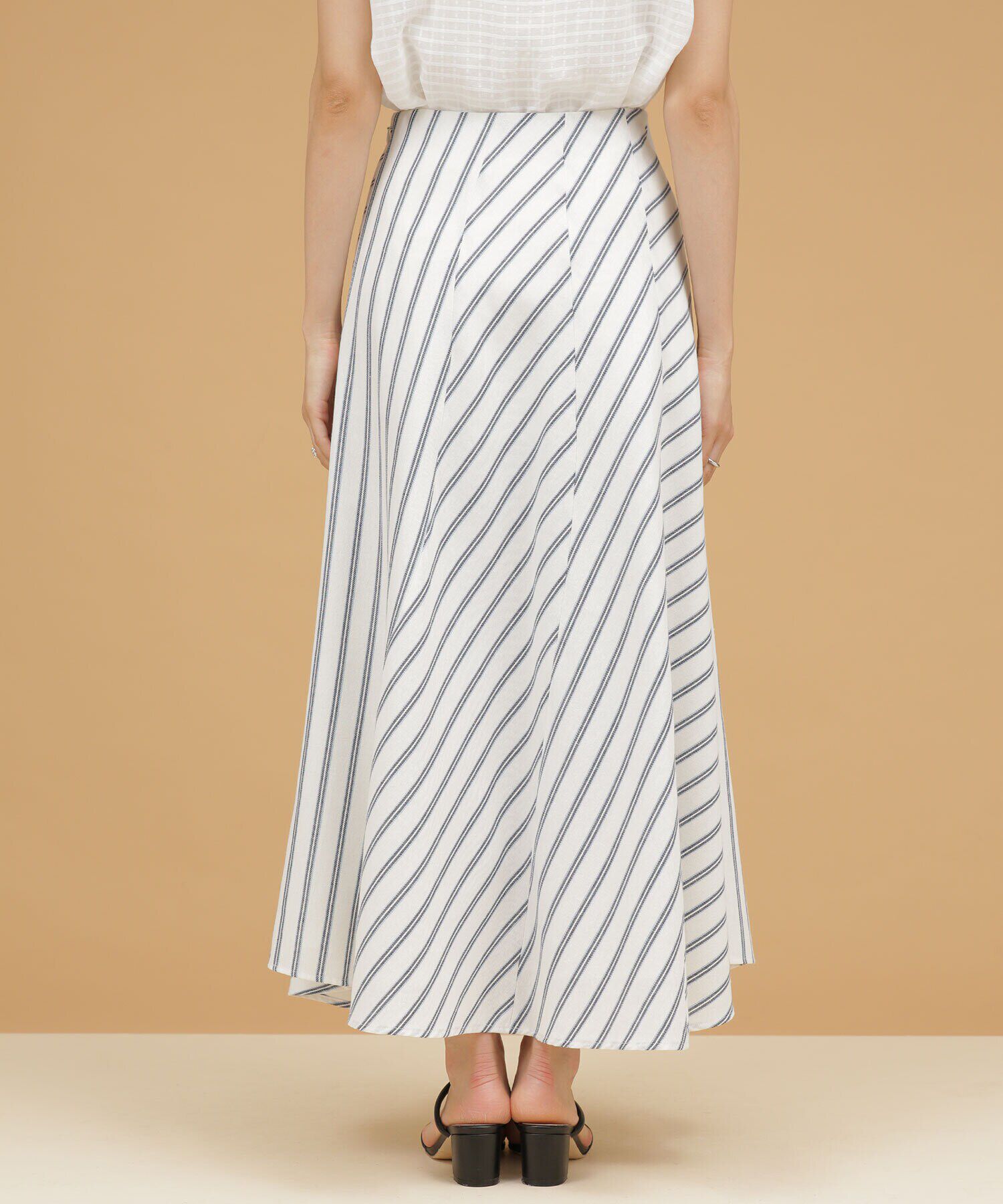 nano･universe「LB.03/ストライプエスカルゴ切り替えフレアスカート」|スカート|