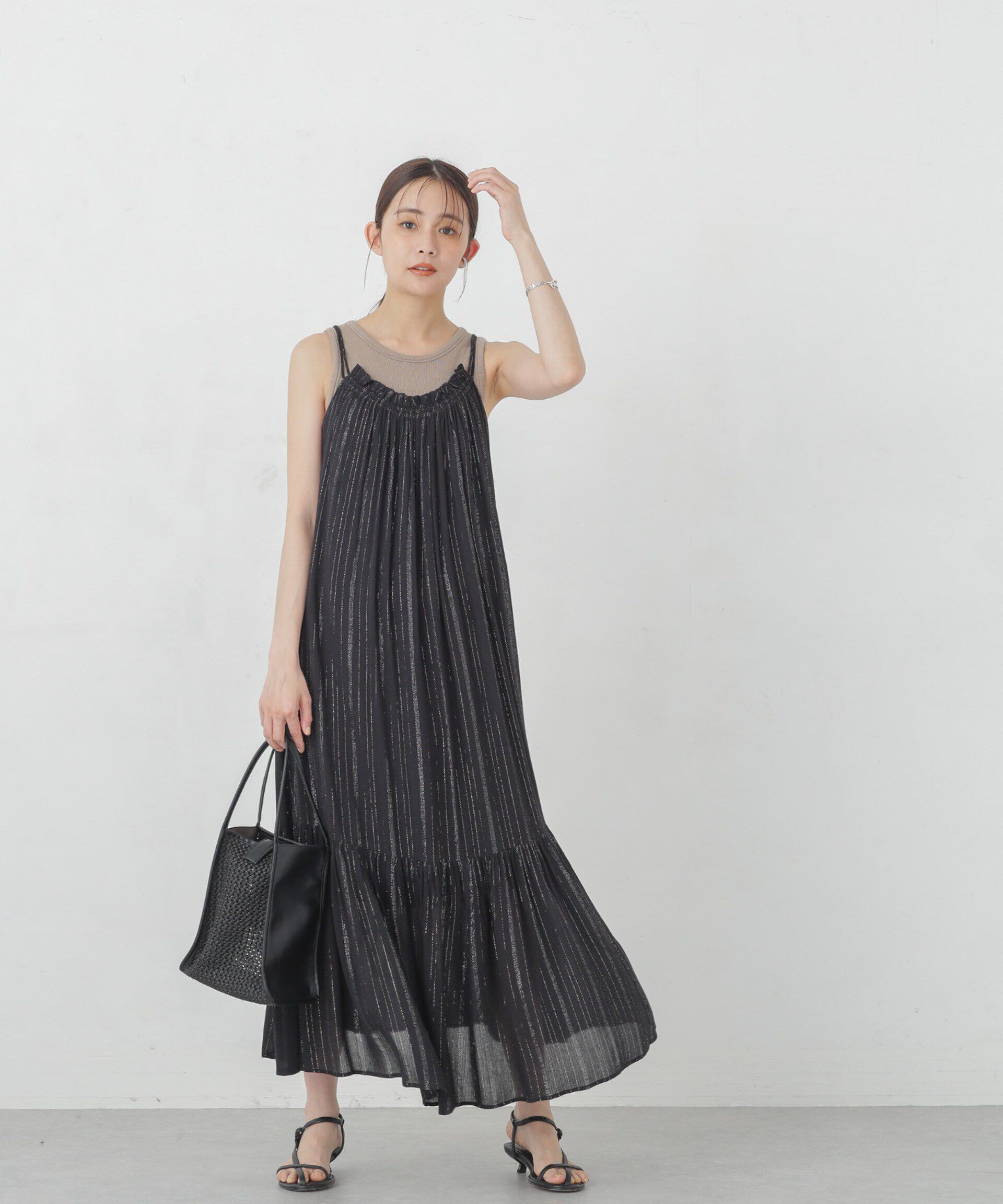 nano･universe「インドラメストライプキャミワンピース」|ワンピース|