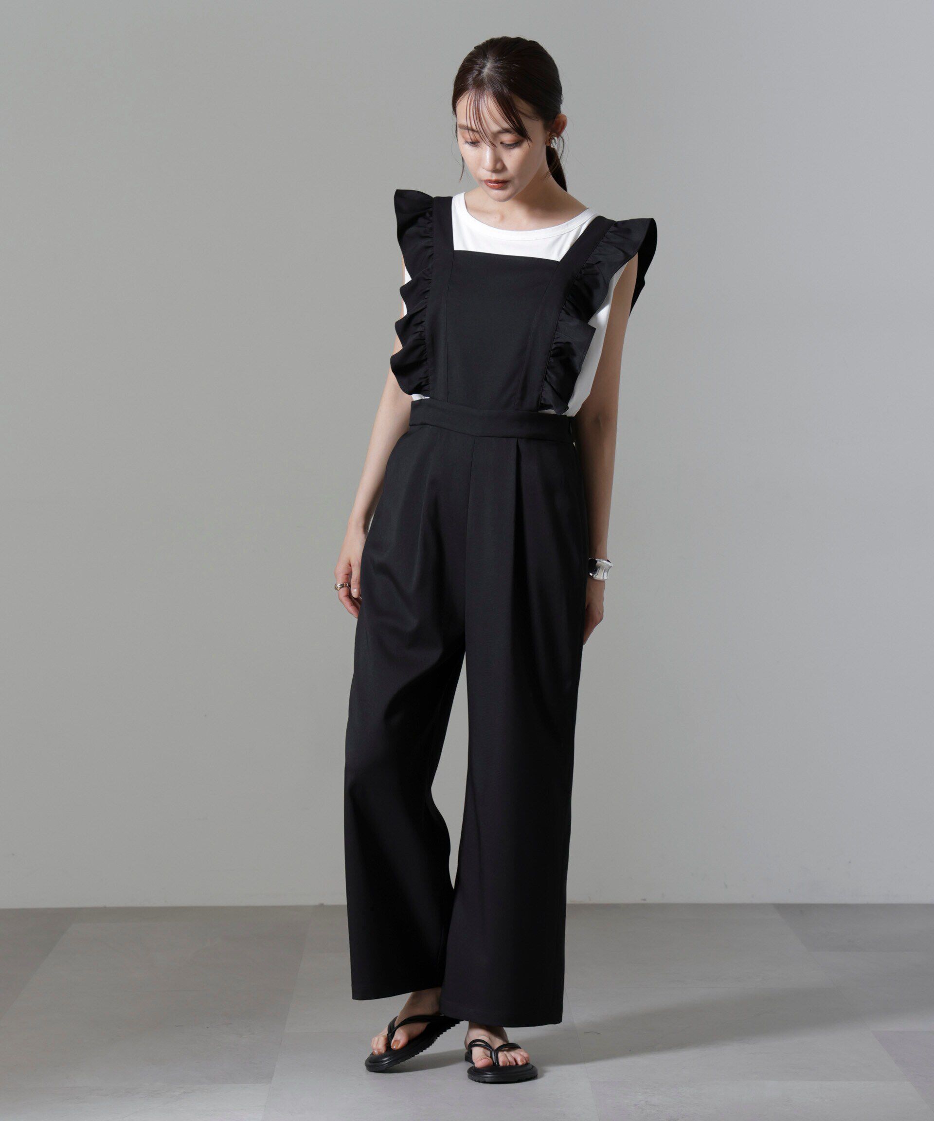 nano･universe「フリルスリーブオールインワン」|ワンピース|