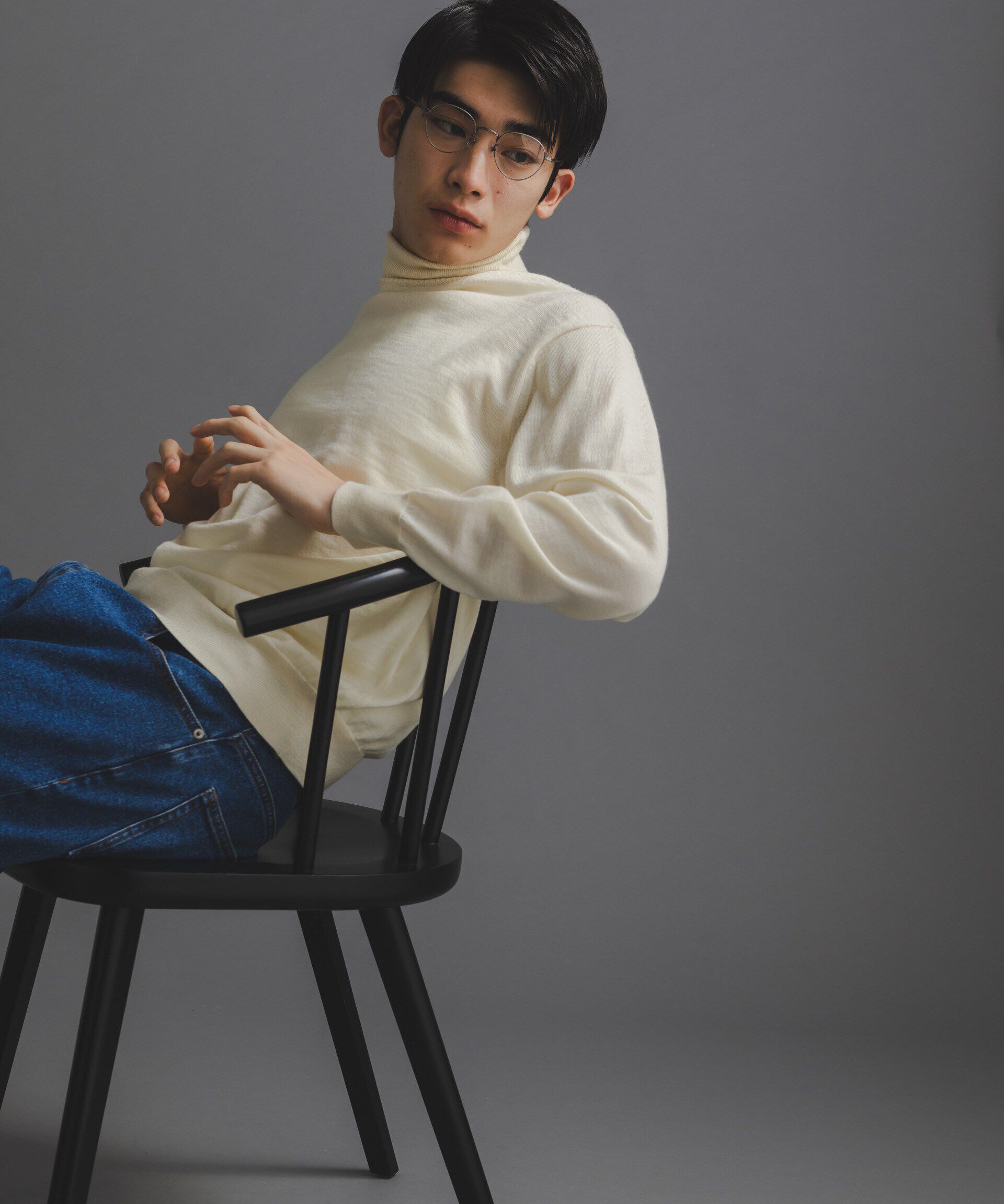 nano･universe「「毛玉レスニット」 ファインゲージタートルネック」|ニット・セーター|オフホワイト1