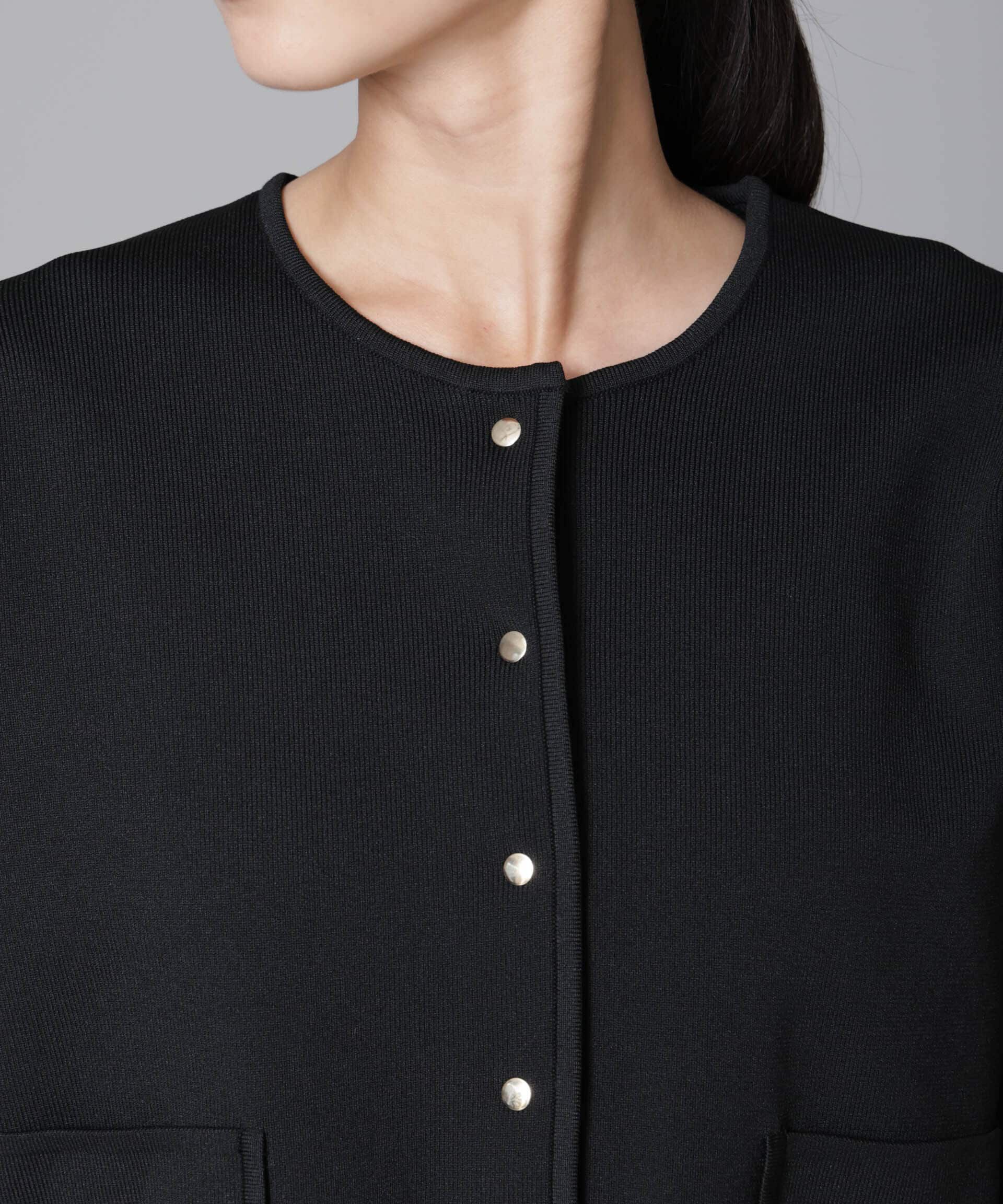 nano･universe「ノーカラーニットジャケット (セットアップ可)」|ニット・セーター|