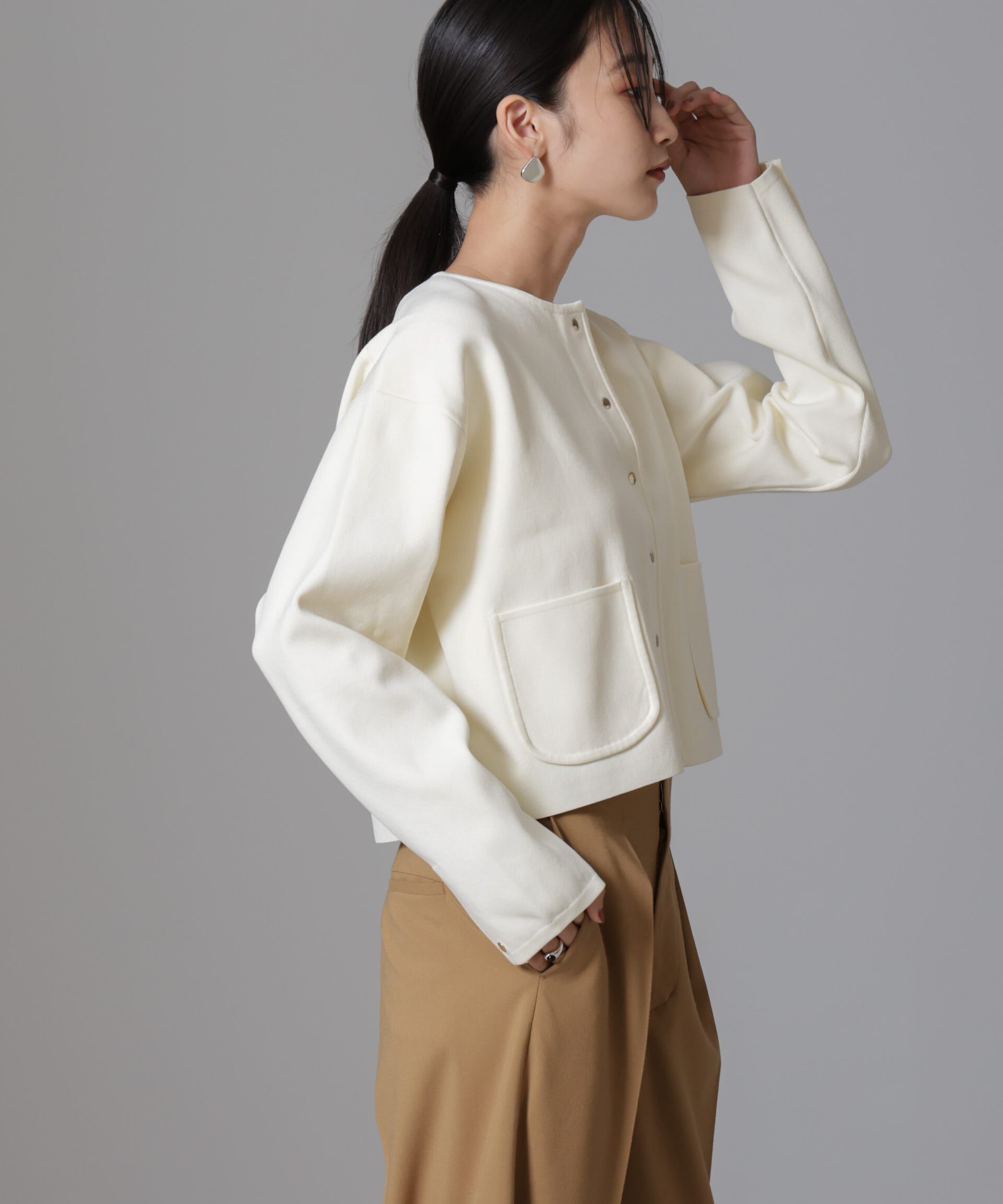 nano･universe「ノーカラーニットジャケット (セットアップ可)」|ニット・セーター|