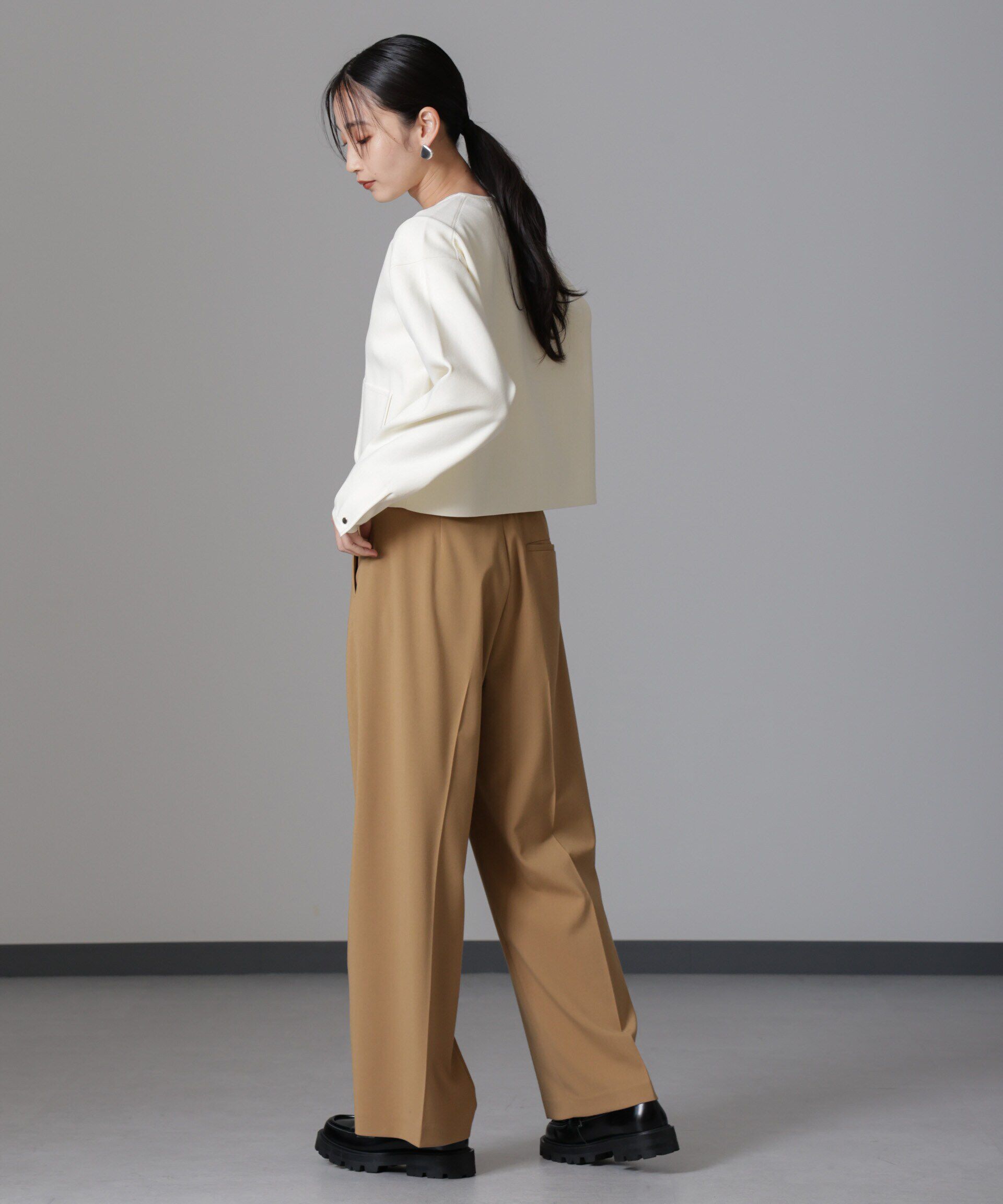 nano･universe「ノーカラーニットジャケット (セットアップ可)」|ニット・セーター|