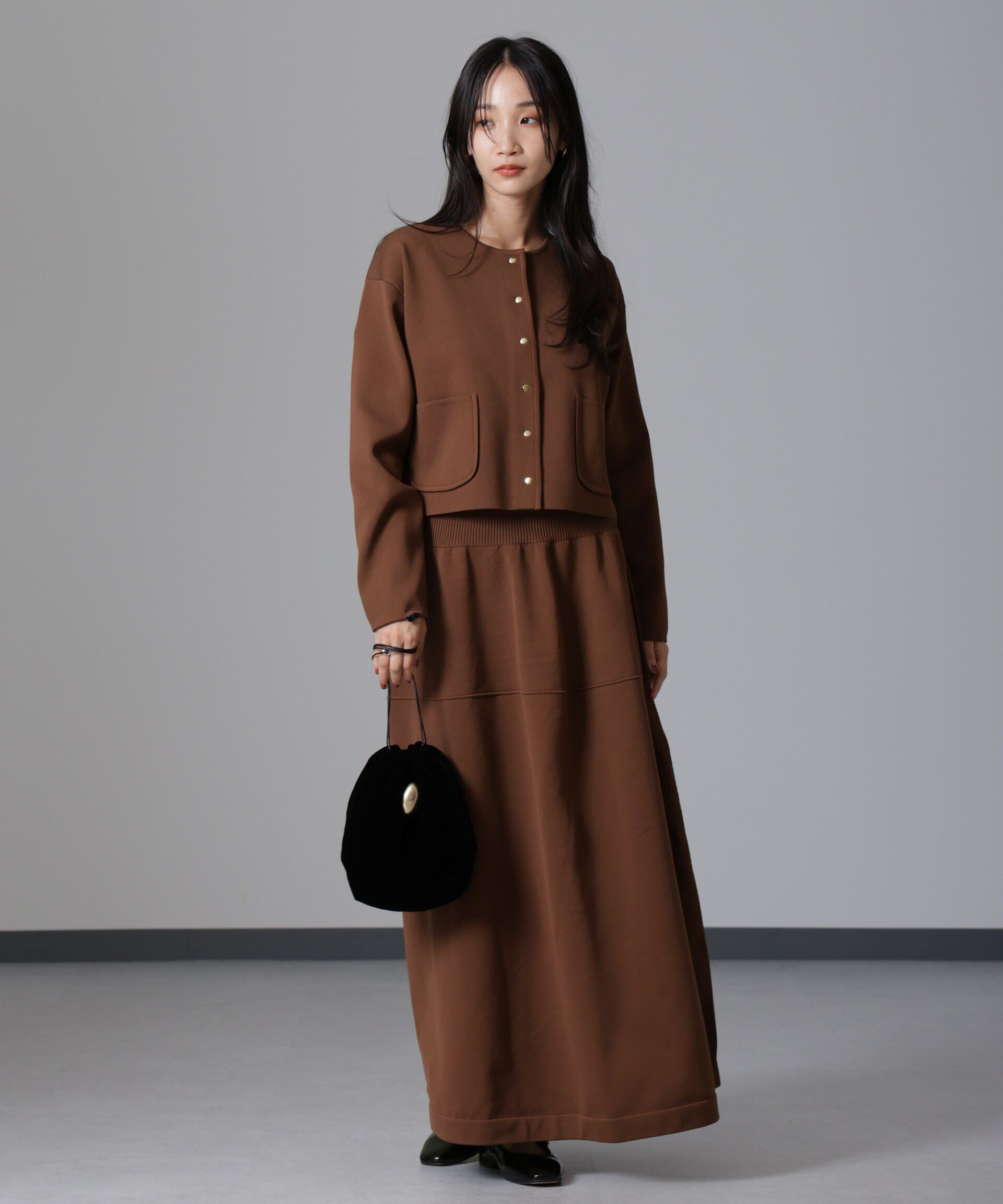 nano･universe「ノーカラーニットジャケット (セットアップ可)」|ニット・セーター|