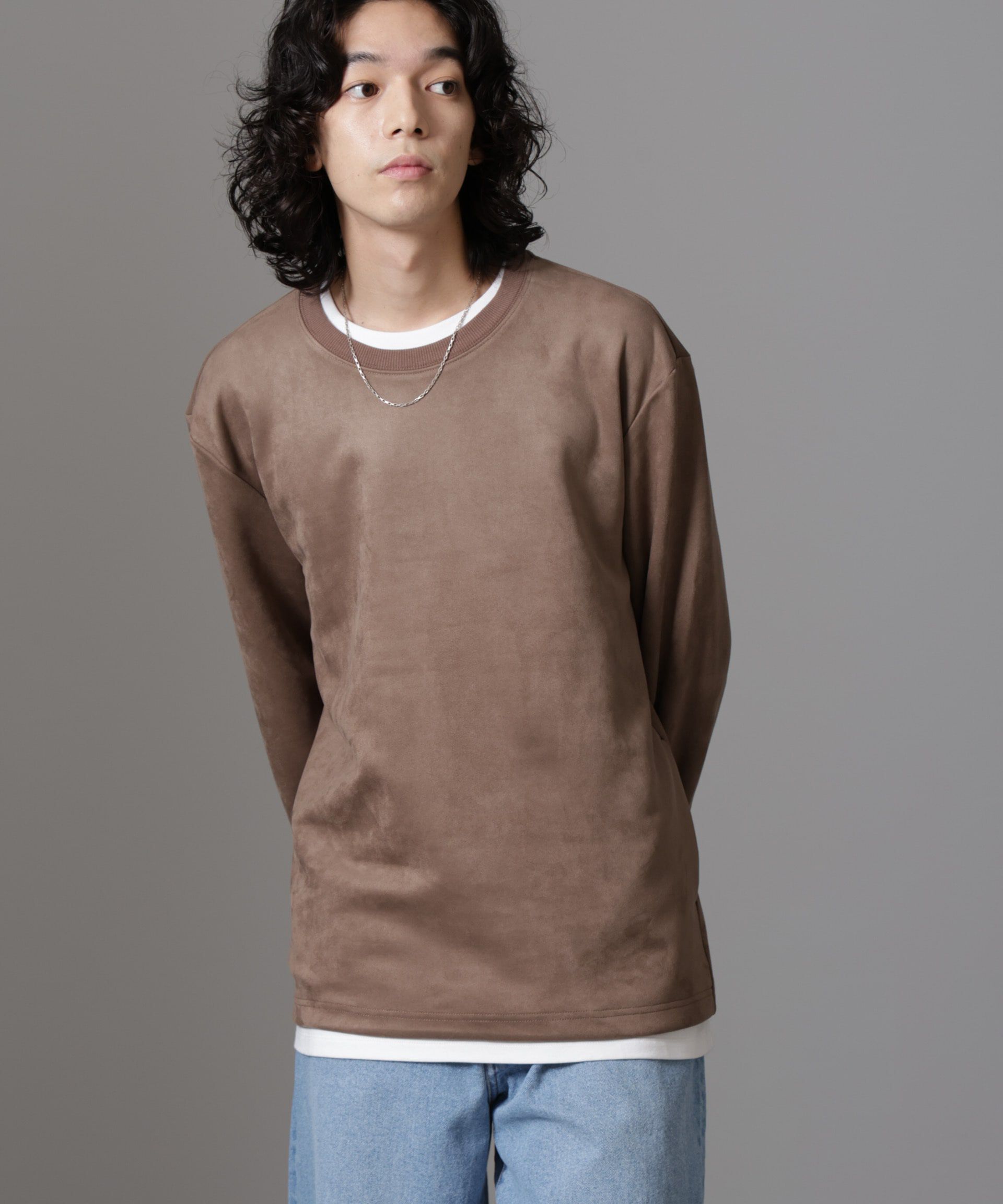 nano･universe「フェイクスエードプルオーバー 長袖」|Tシャツ・カットソー|