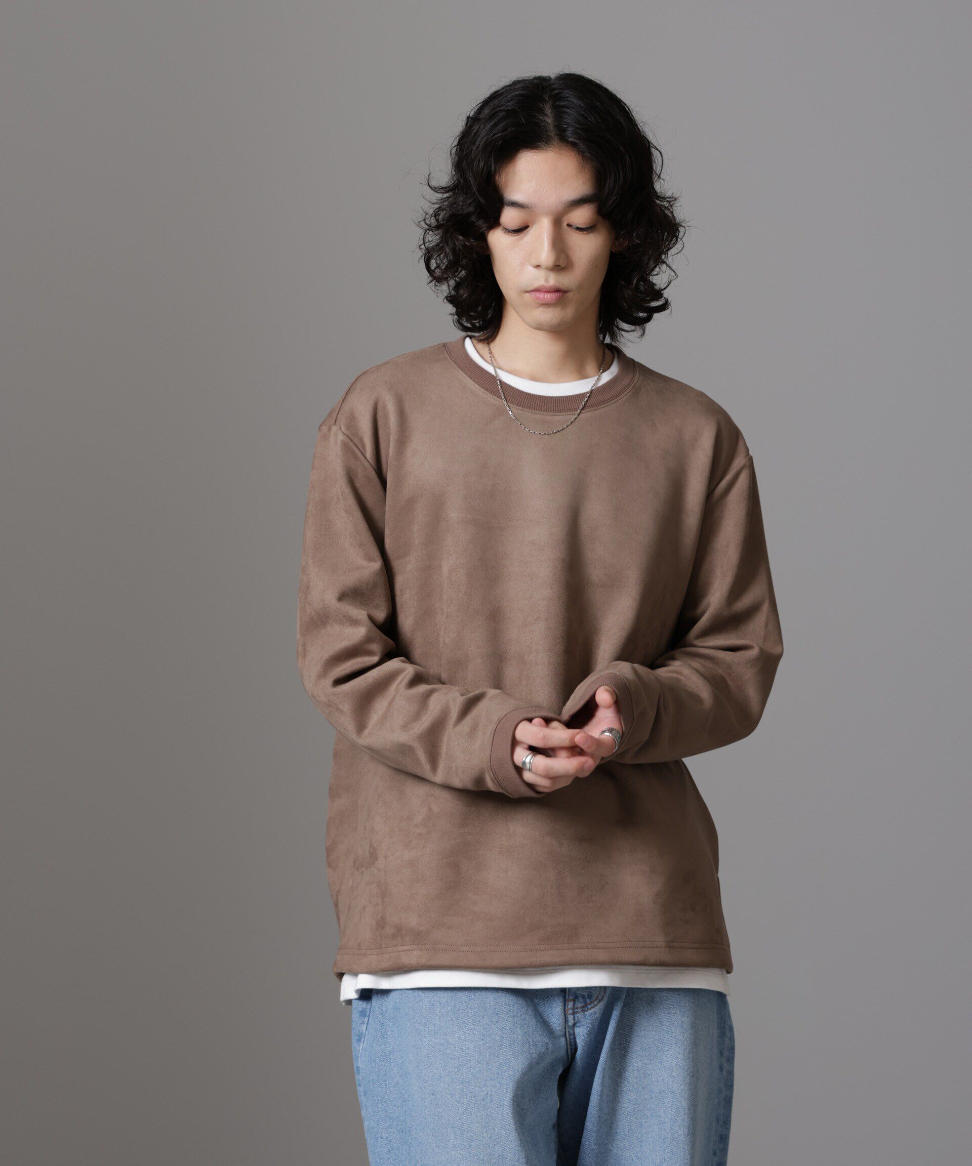 nano･universe「フェイクスエードプルオーバー 長袖」|Tシャツ・カットソー|