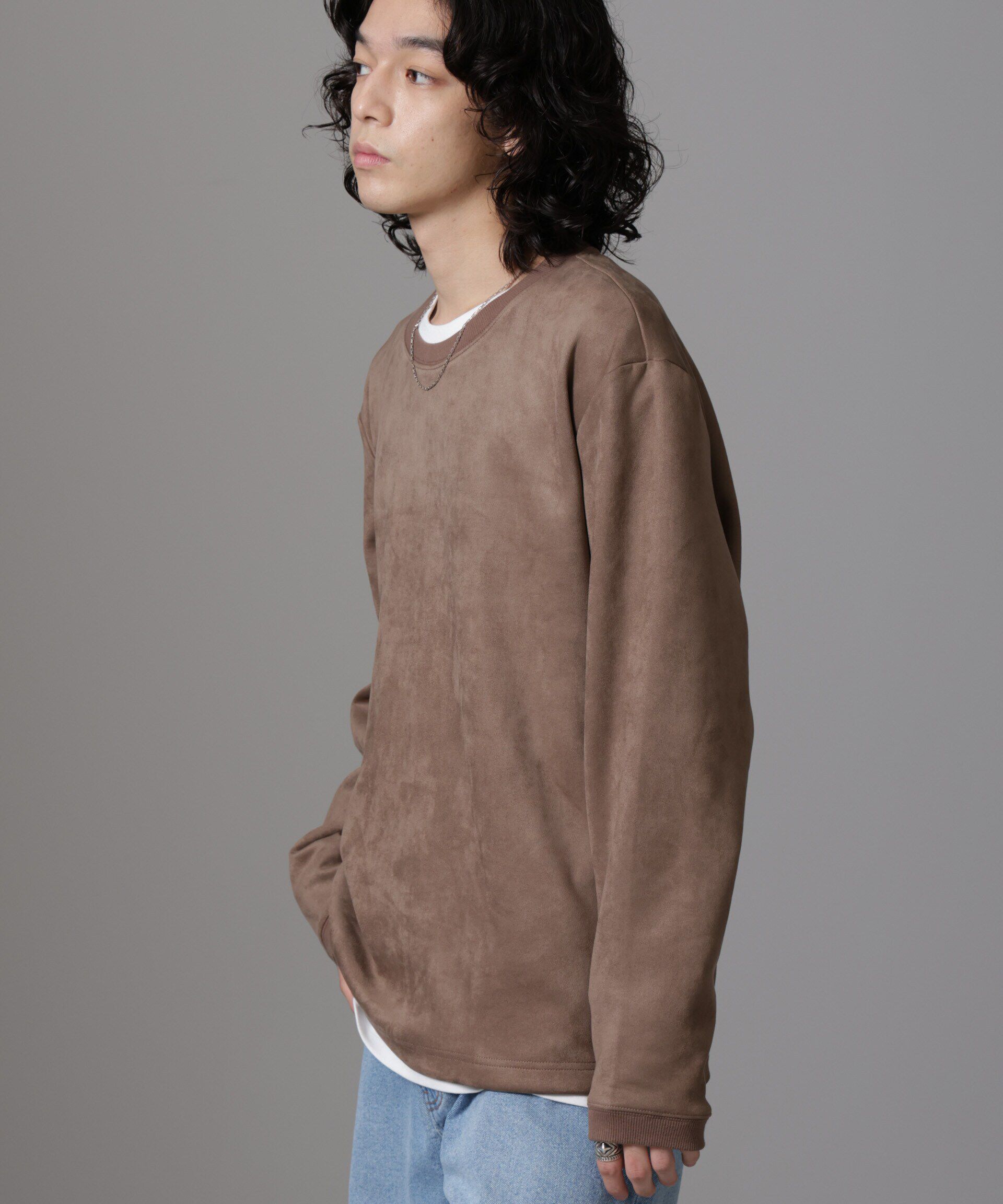 nano･universe「フェイクスエードプルオーバー 長袖」|Tシャツ・カットソー|