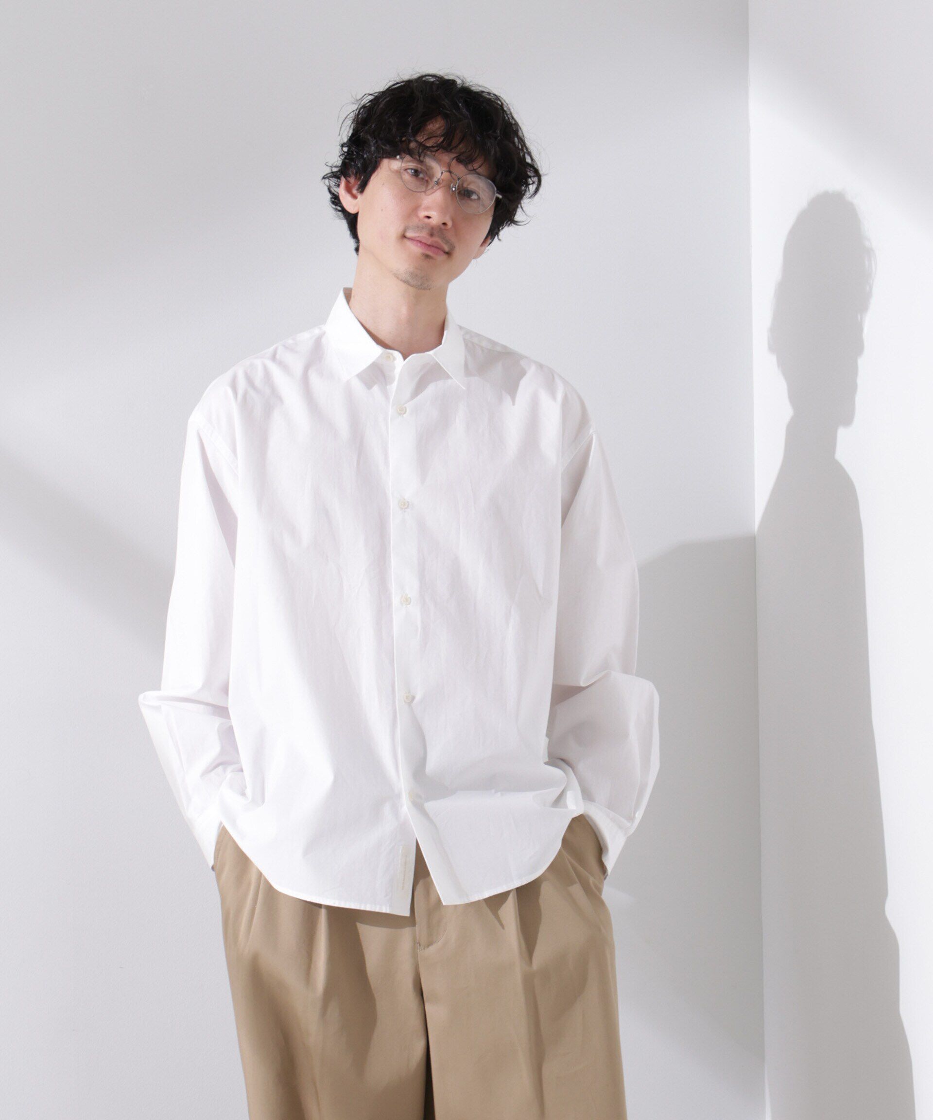 nano･universe「「大人のワイドシャツ」レギュラーカラー 長袖」|シャツ・ブラウス|ホワイト