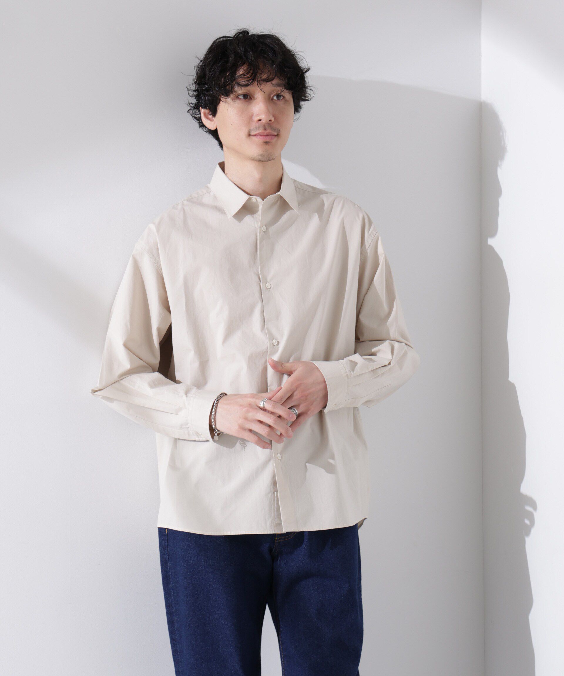 nano･universe「「大人のワイドシャツ」レギュラーカラー 長袖」|シャツ・ブラウス|ライトベージ 1