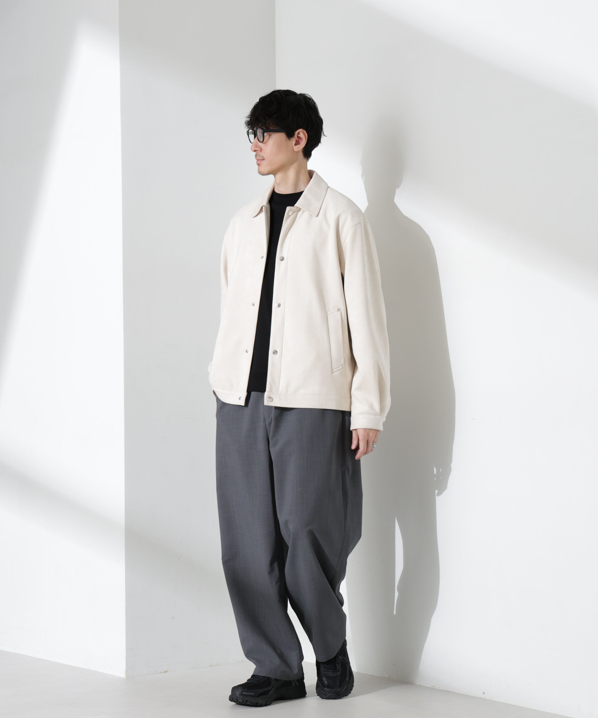 nano･universe「フェイクスエードシャツブルゾン」|ブルゾン・スタジャン|