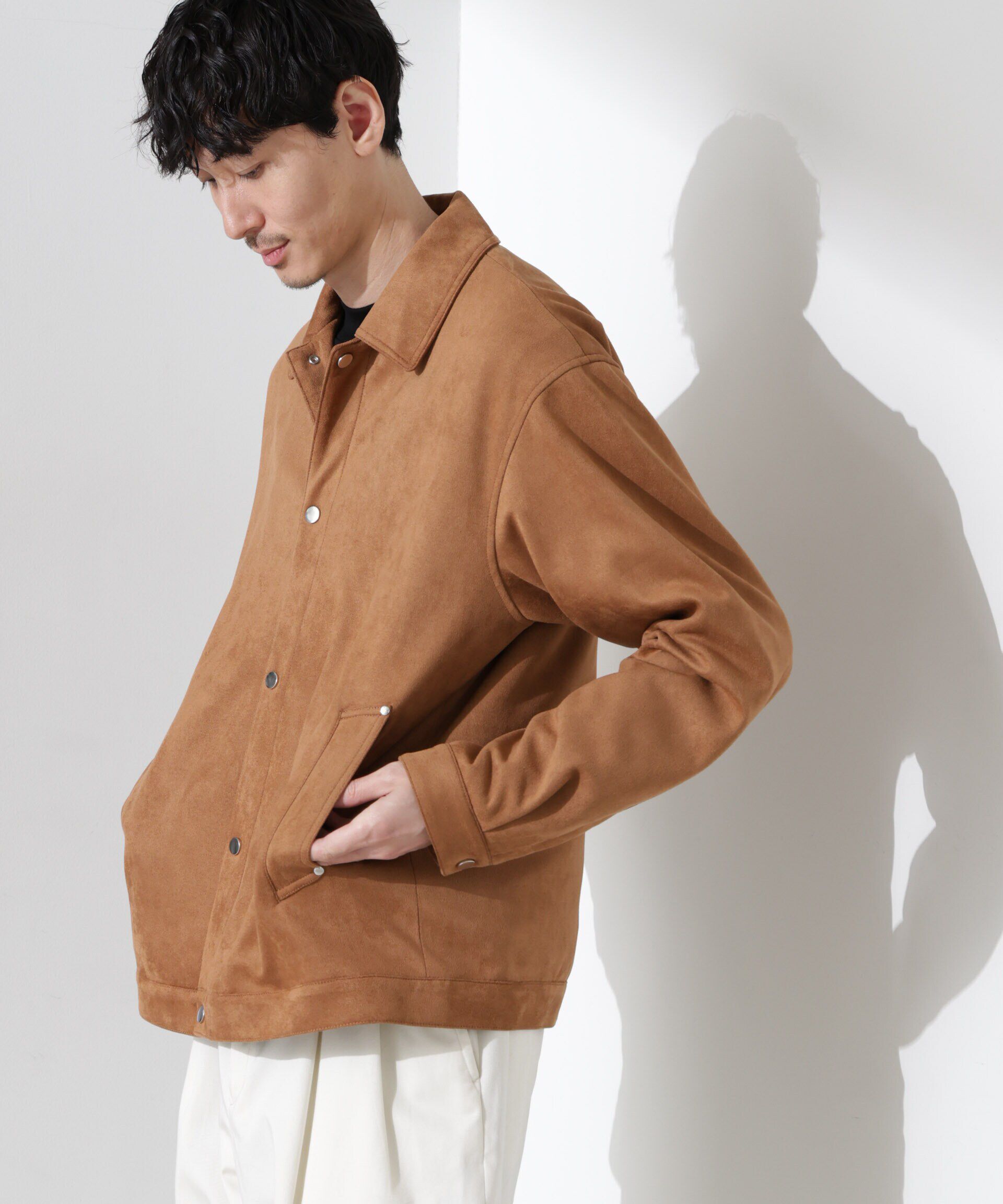 nano･universe「フェイクスエードシャツブルゾン」|ブルゾン・スタジャン|