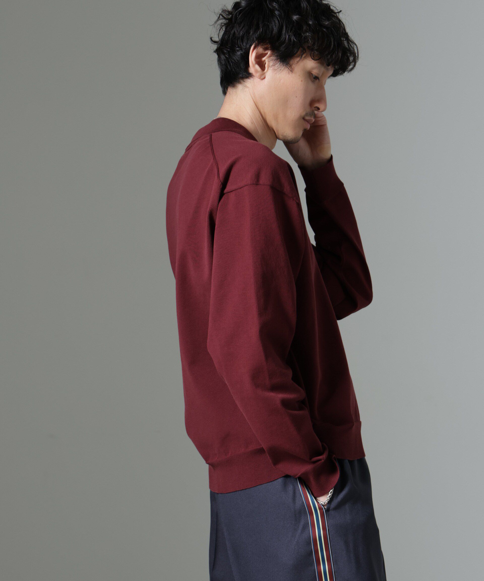 nano･universe「テックツイルサイドストライプイージーパンツ」|チノ|