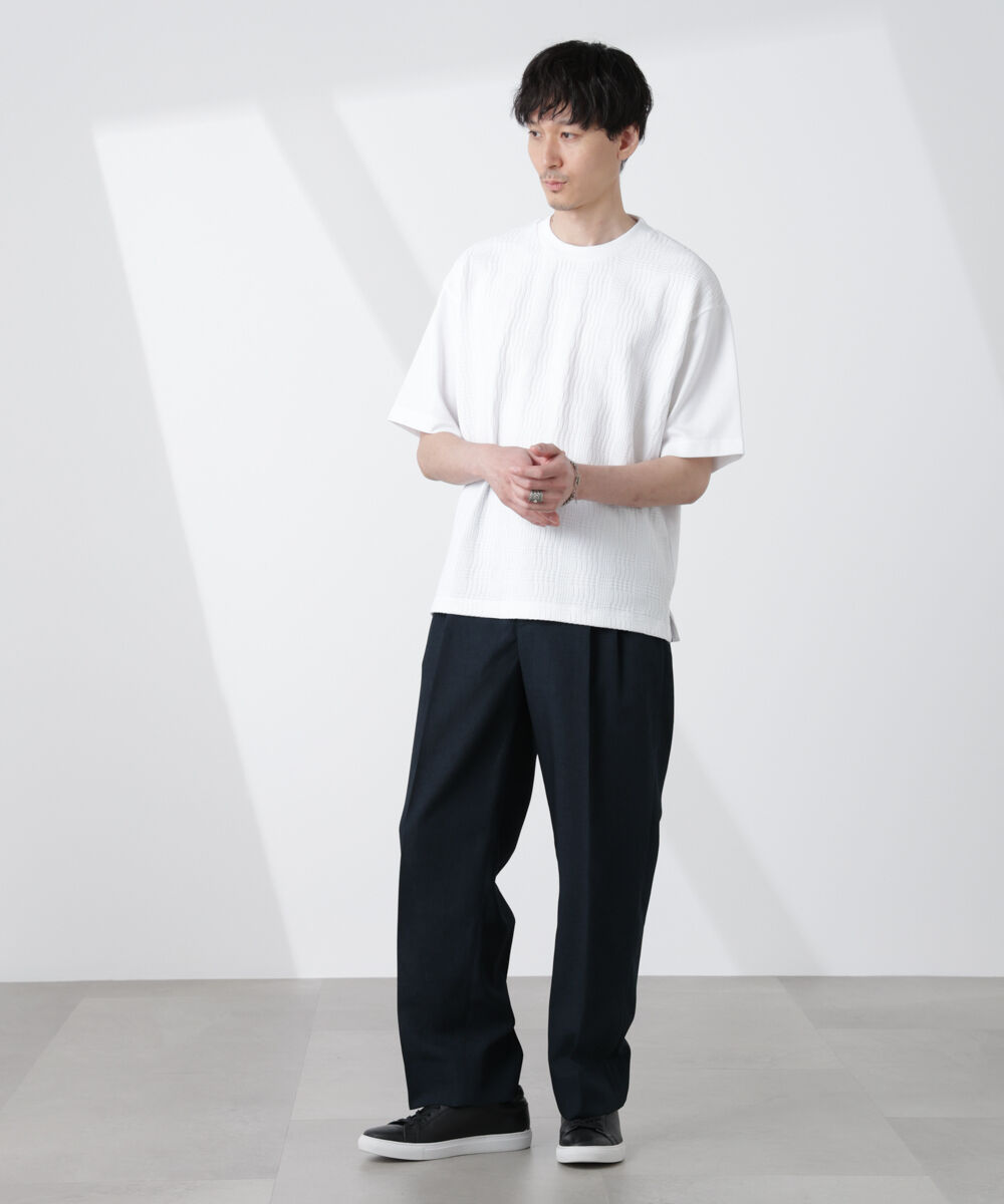 nano･universe「テックリネンリラックスタックテーパードパンツ」|チノ|