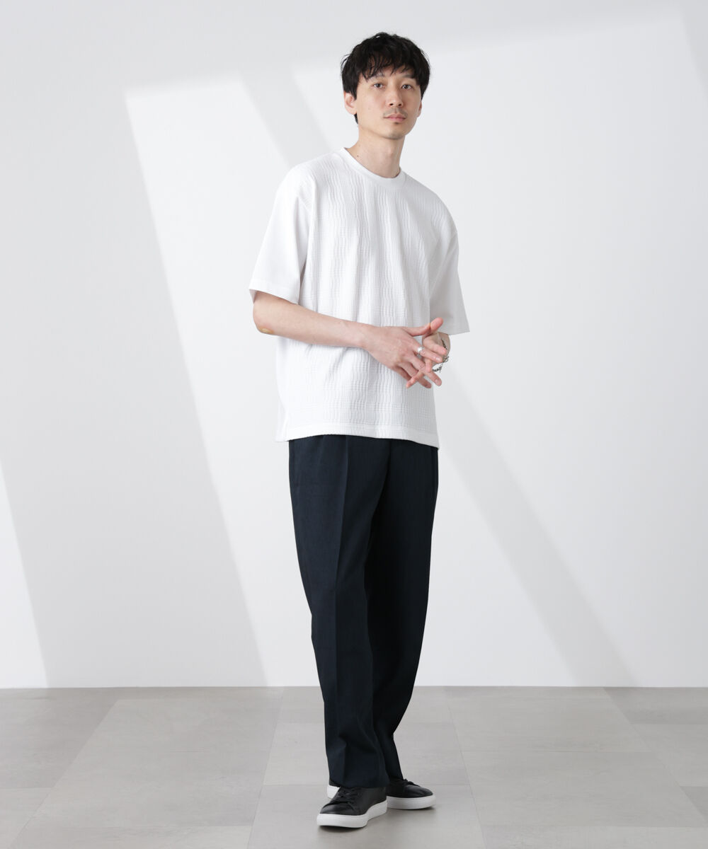 nano･universe「テックリネンリラックスタックテーパードパンツ」|チノ|