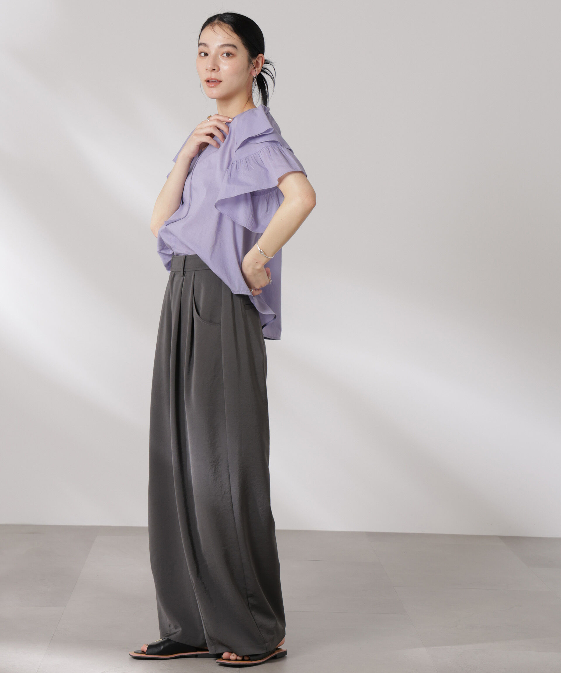 nano･universe「made in india コットンフリルスリーブブラウス」|シャツ・ブラウス|