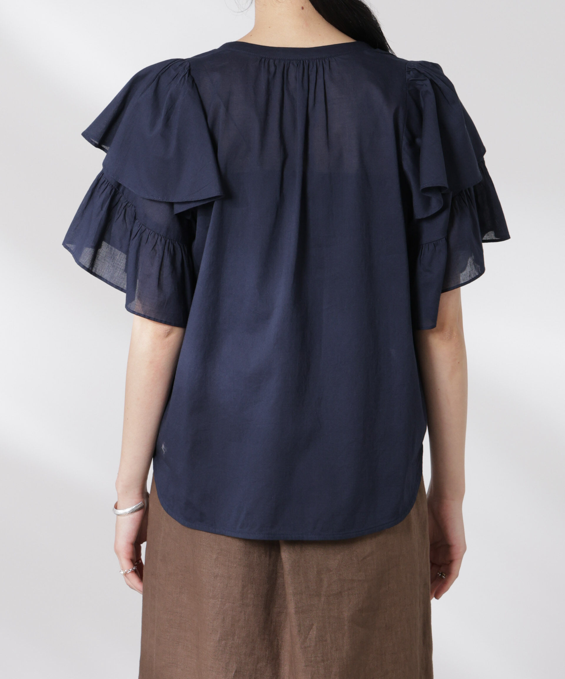nano･universe「made in india コットンフリルスリーブブラウス」|シャツ・ブラウス|