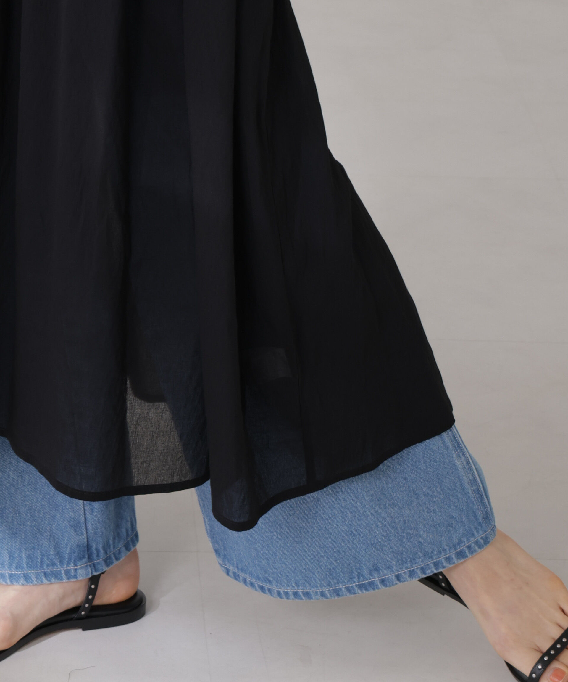 nano･universe「ギャザー切り替えノースリーブシアーワンピース」|ワンピース|