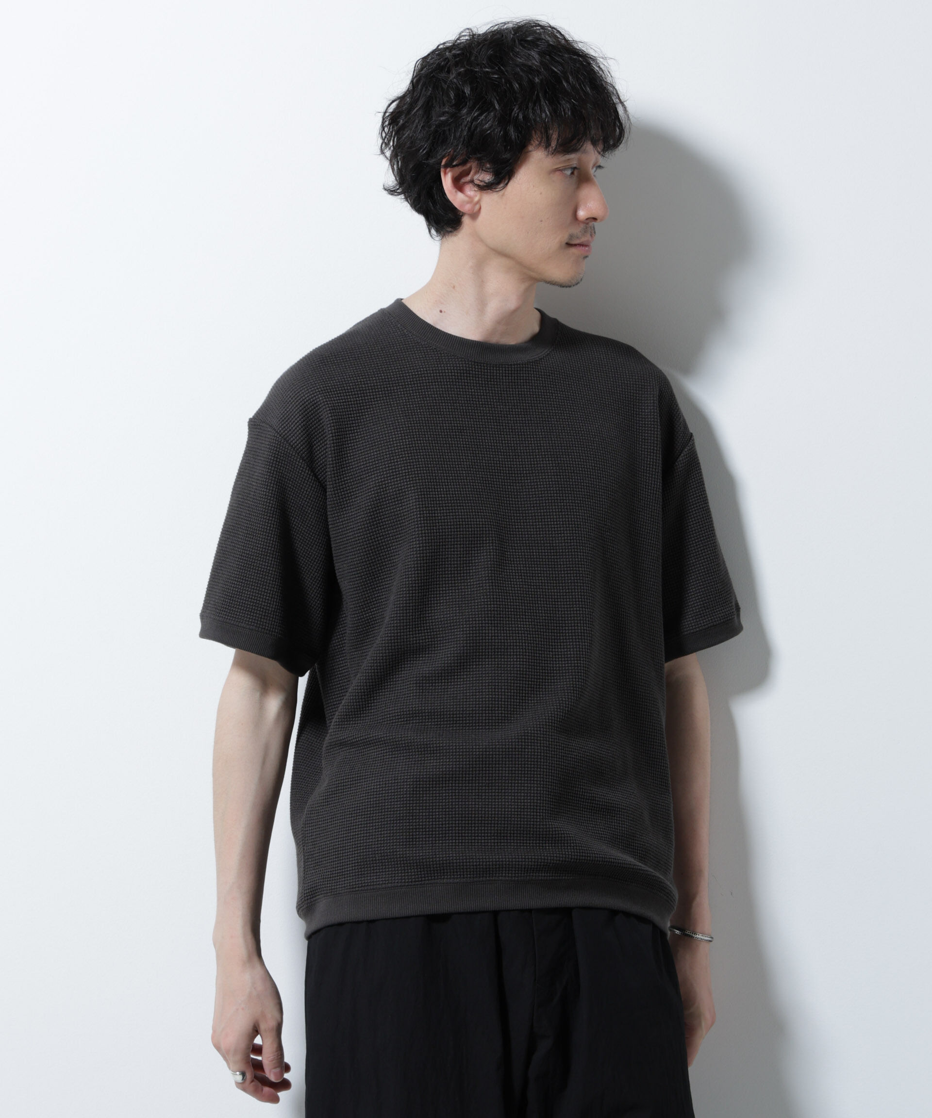 nano･universe「テックワッフルクルーネックTシャツ 半袖」|Tシャツ・カットソー|スミクロ1