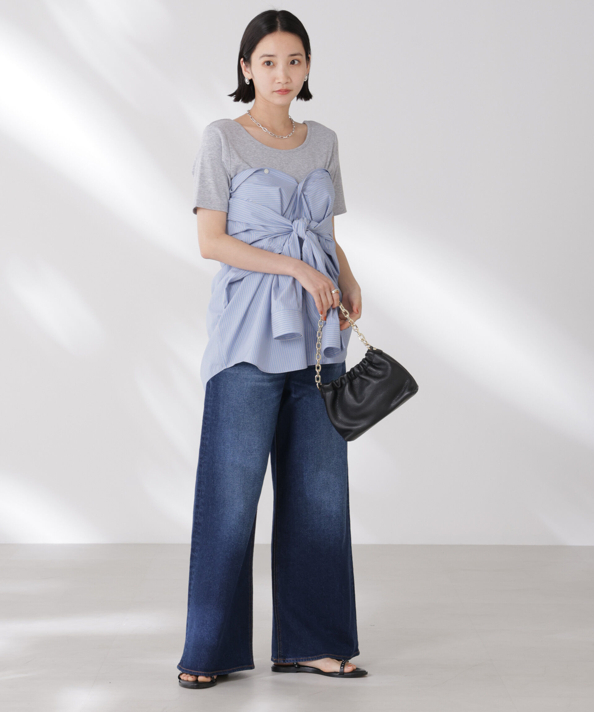 nano･universe「抗菌防臭・接触冷感機能 カップ付きクルーネックトップス」|Tシャツ・カットソー|