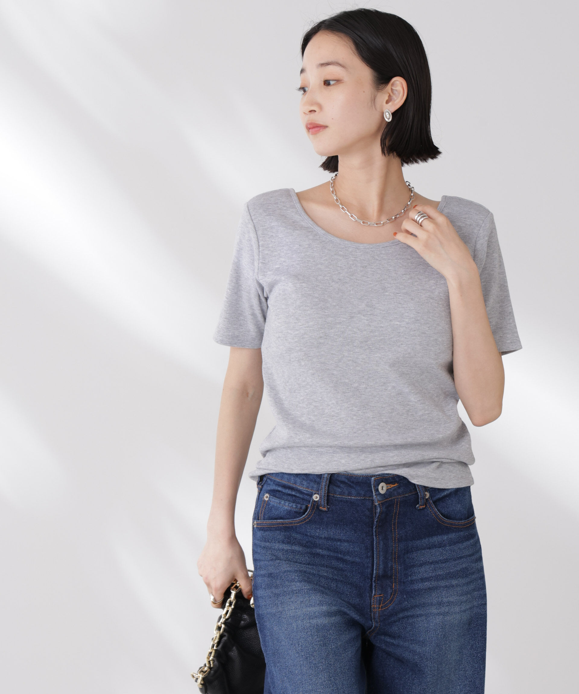 nano･universe「抗菌防臭・接触冷感機能 カップ付きクルーネックトップス」|Tシャツ・カットソー|