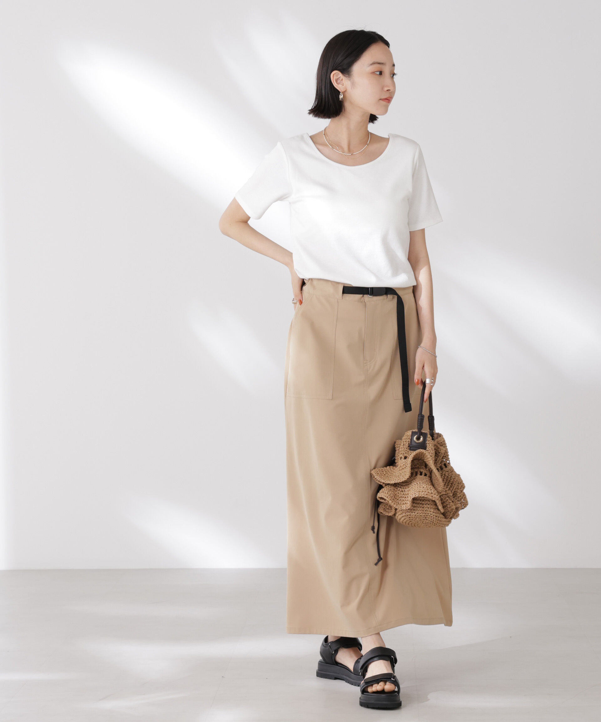 nano･universe「抗菌防臭・接触冷感機能 カップ付きクルーネックトップス」|Tシャツ・カットソー|