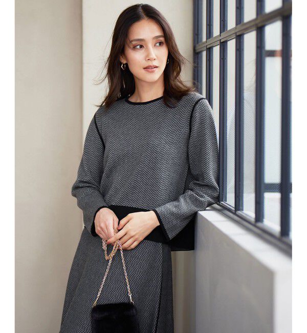 自由区「【WEB限定・マルチウェイ・洗える】ヘリンボーン柄リバーシブルニット セットアップ」|スーツ|