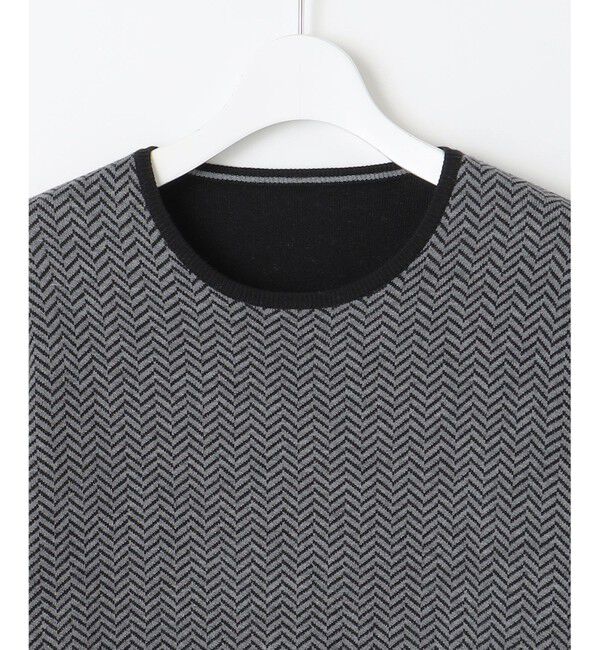 自由区「【WEB限定・マルチウェイ・洗える】ヘリンボーン柄リバーシブルニット セットアップ」|スーツ|
