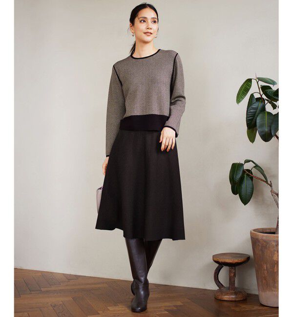 自由区「【WEB限定・マルチウェイ・洗える】ヘリンボーン柄リバーシブルニット セットアップ」|スーツ|