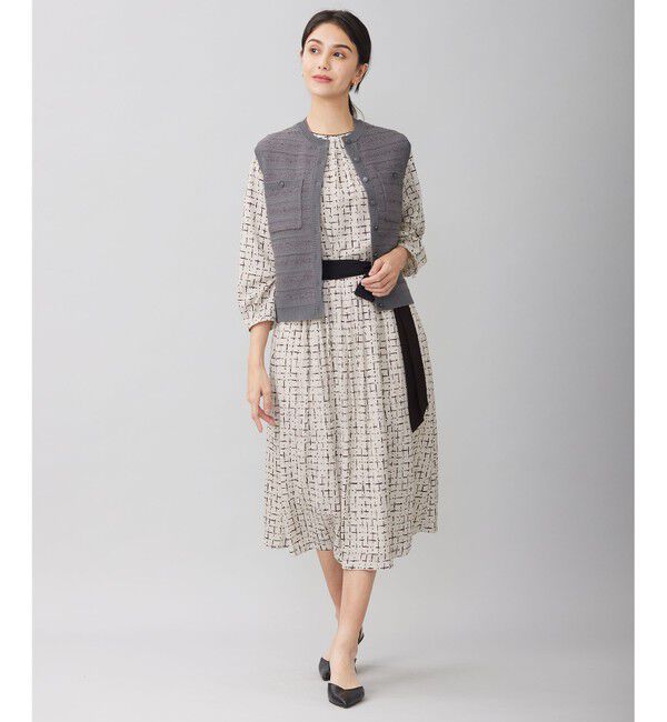 自由区「【洗える】テクスチャーコットンブレンドニット ベスト」|ベスト・ジレ|