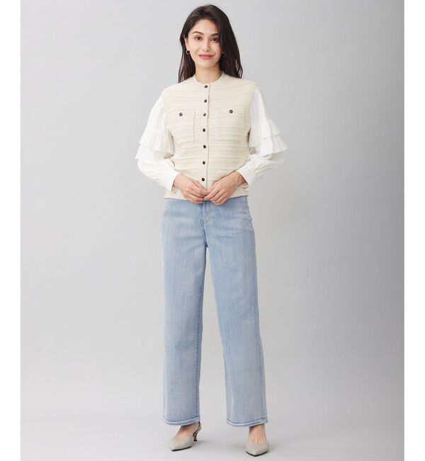 自由区「【洗える】テクスチャーコットンブレンドニット ベスト」|ベスト・ジレ|